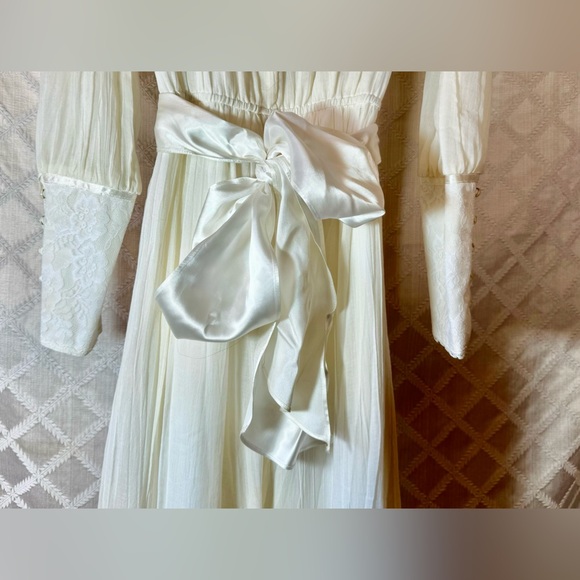 Vintage Gunne Sax Jessica McClintock White High Neck Edwardian Style Gown, 10 - Picture 8 of 12